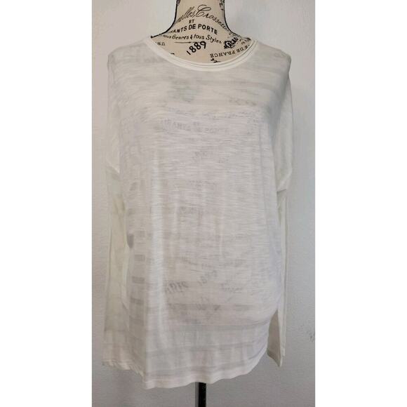 Vince Pullover Woman Medium White Ivory Striped Relax Oversized Coastal Nautical - Picture 2 of 8